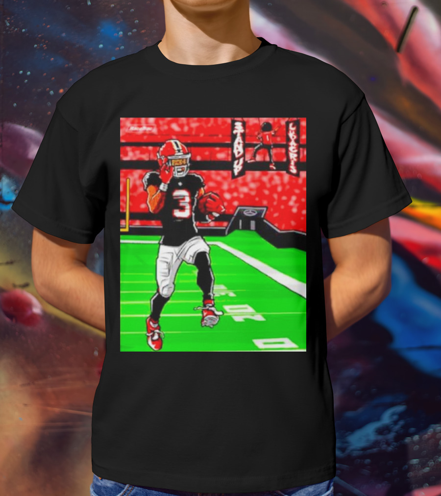 Stand Up Ludacris Football Player Number 3 On Green Field T-Shirt
