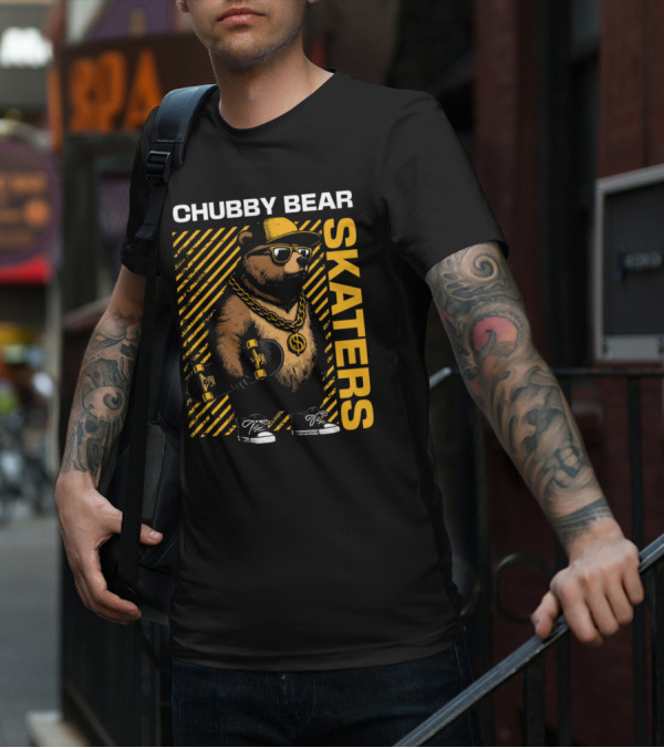 CHUBBY BEAR SKATERS Dollar Chain Sunglasses Cool Black And Yellow T-Shirt