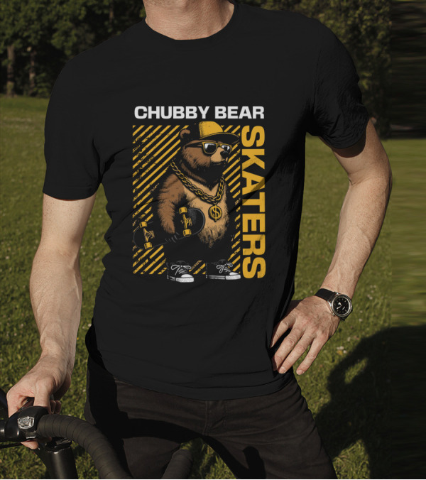 CHUBBY BEAR SKATERS Dollar Chain Sunglasses Cool Black And Yellow T-Shirt