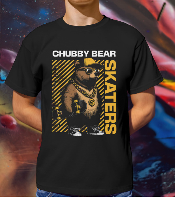 CHUBBY BEAR SKATERS Dollar Chain Sunglasses Cool Black And Yellow T-Shirt