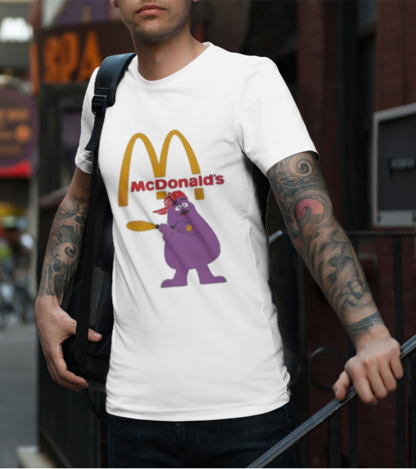 Grimace McDonald's Baseball Cap And Bat T-Shirt
