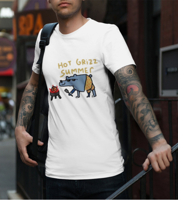 Hot Grizz Summer Sunglasses Bear Grilling Basketball On Fire T-Shirt