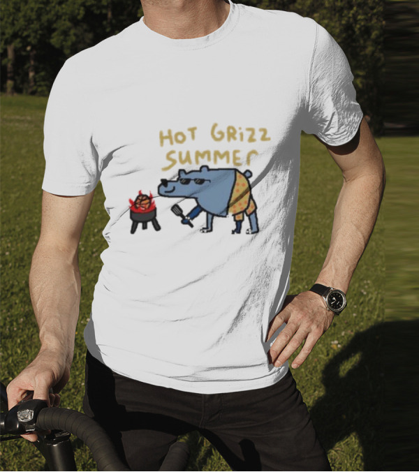 Hot Grizz Summer Sunglasses Bear Grilling Basketball On Fire T-Shirt
