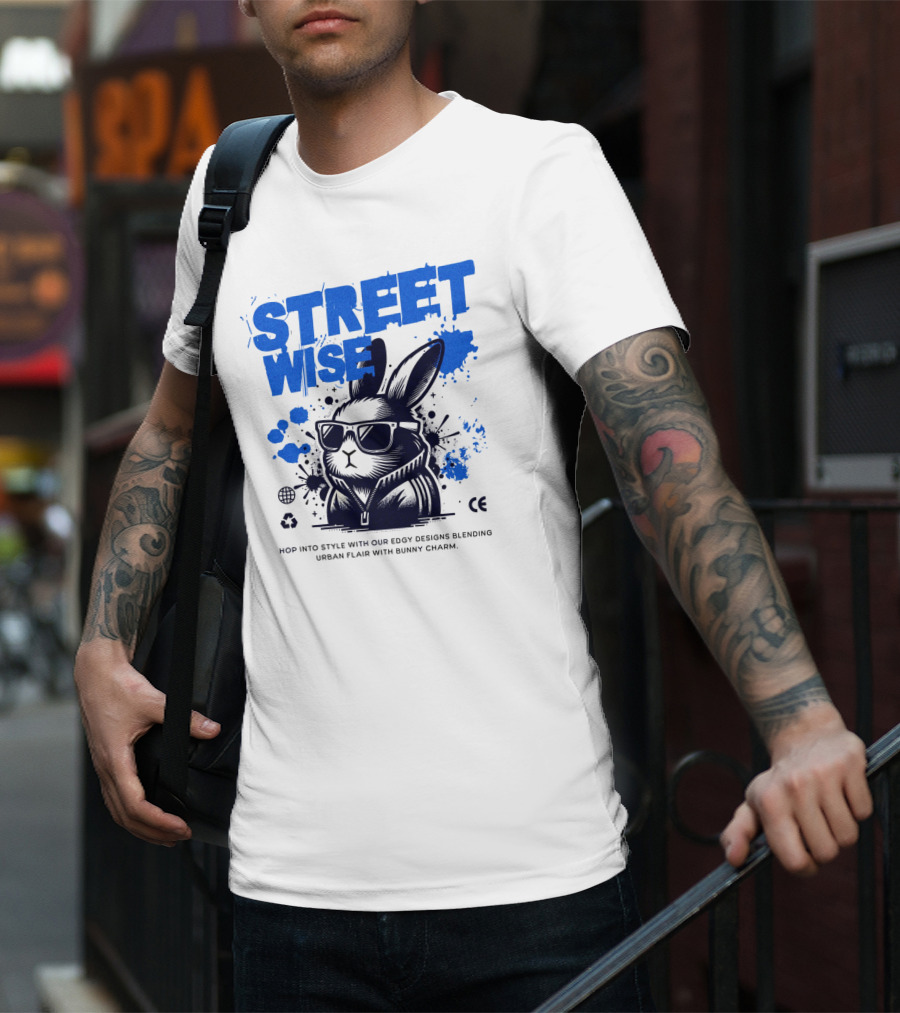 STREET WISE Urban Flair Bunny Charm Hip Hop T-Shirt