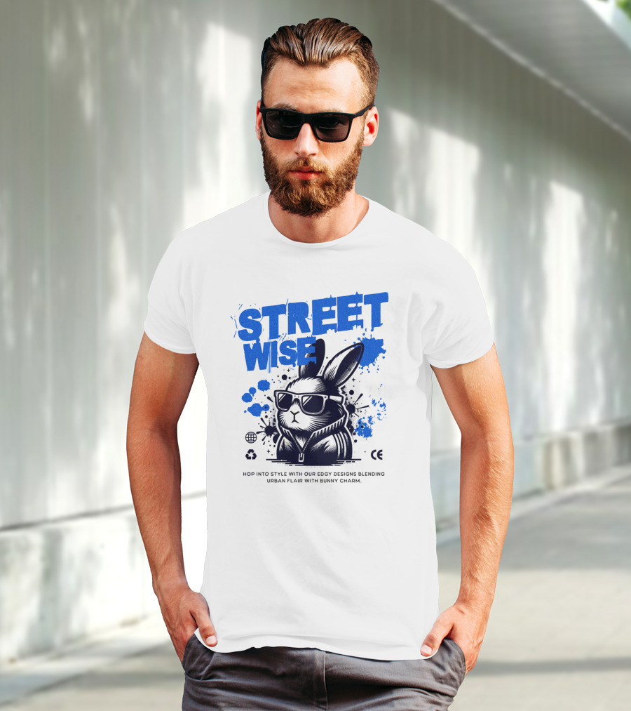 STREET WISE Urban Flair Bunny Charm Hip Hop T-Shirt
