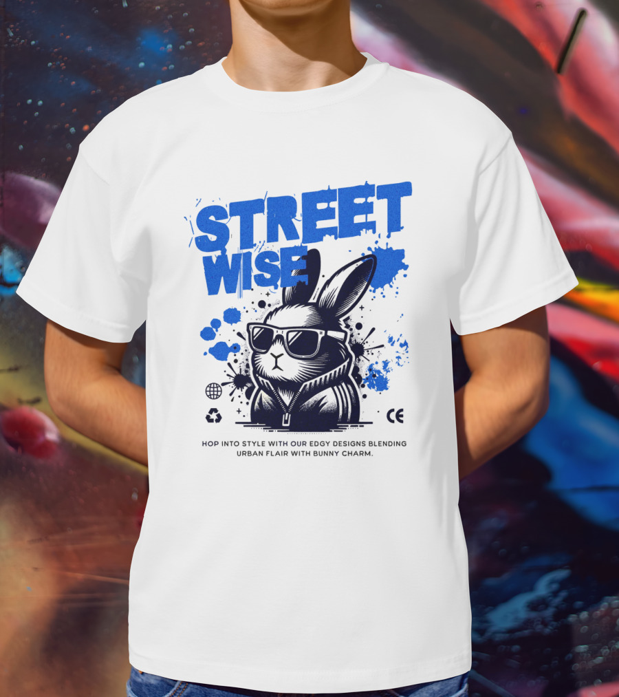 STREET WISE Urban Flair Bunny Charm Hip Hop T-Shirt