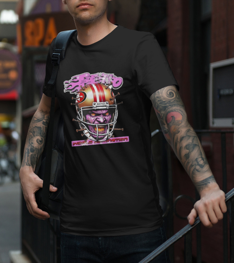 Beno World Domination Nin3Rs Football Helmet Creature T-Shirt