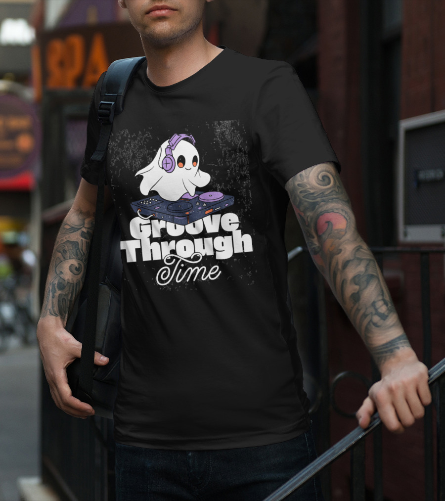 Groove Through Time Ghost DJ On Turntable T-Shirt