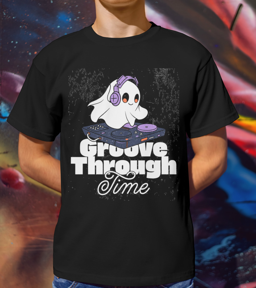 Groove Through Time Ghost DJ On Turntable T-Shirt