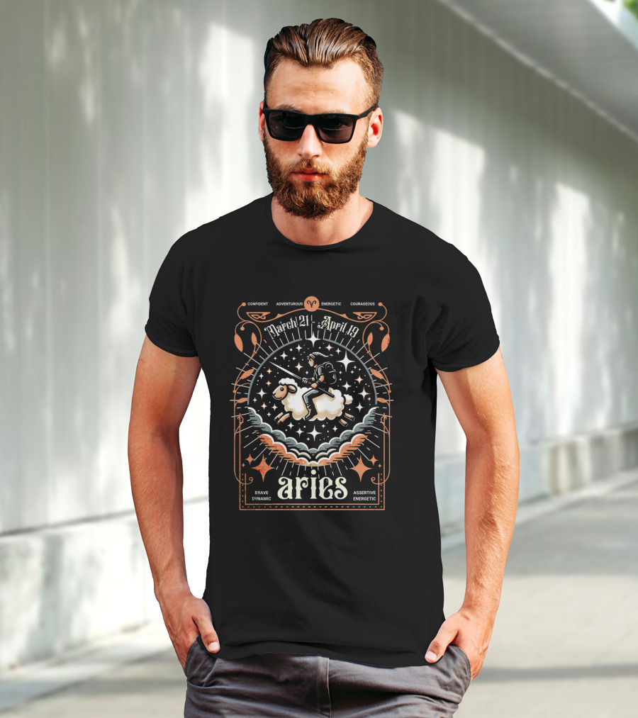 Confident Adventurous Aries Zodiac March 21 April 19 Energetic Courageous Brave Dynamic Assertive Energetic T-Shirt