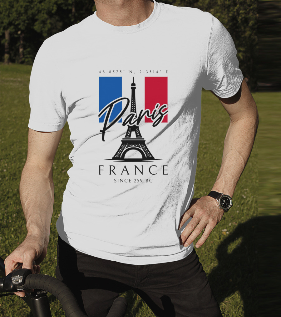 Paris France Eiffel Coordinates Since 259 BC T-Shirt