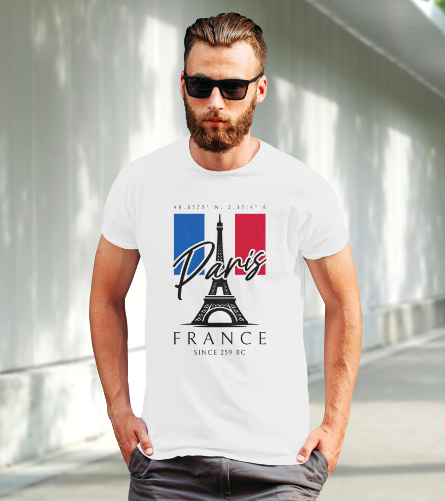 Paris France Eiffel Coordinates Since 259 BC T-Shirt