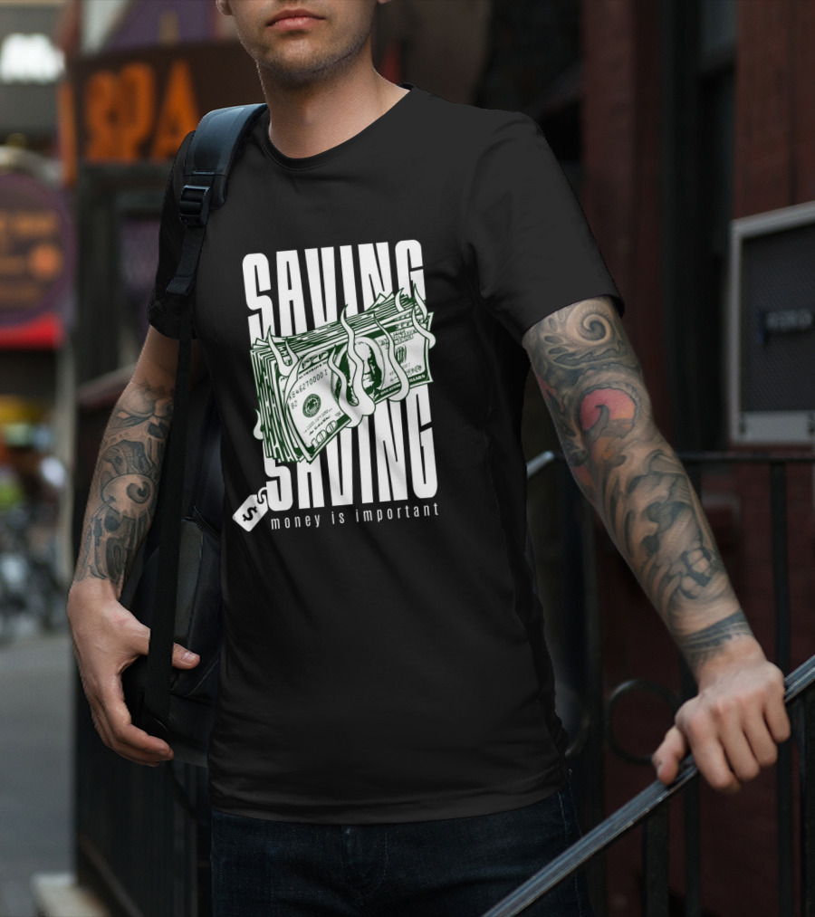 Saving Money Is Important Burning Dollar Stack T-Shirt