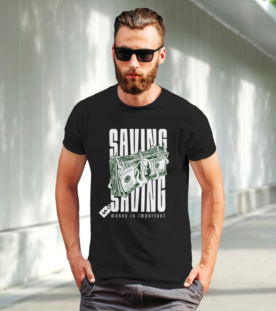 Saving Money Is Important Burning Dollar Stack T-Shirt