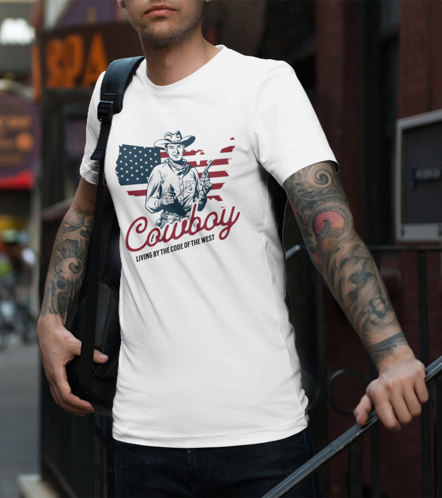 Cowboy Living By The Code Of The West American Cowboy Vintage T-Shirt