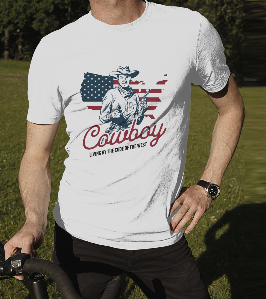 Cowboy Living By The Code Of The West American Cowboy Vintage T-Shirt