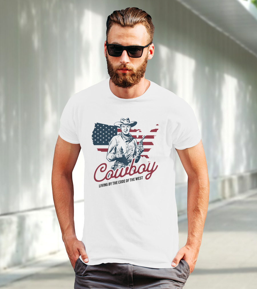 Cowboy Living By The Code Of The West American Cowboy Vintage T-Shirt