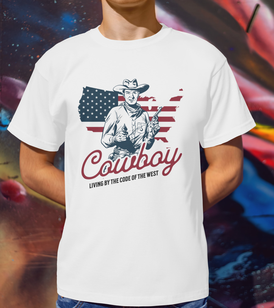 Cowboy Living By The Code Of The West American Cowboy Vintage T-Shirt