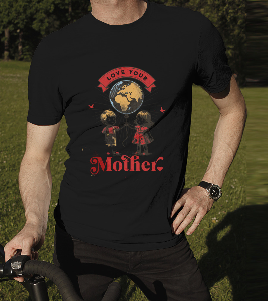 Love Your Mother Earth Day Vintage Children With Planet Earth T-Shirt