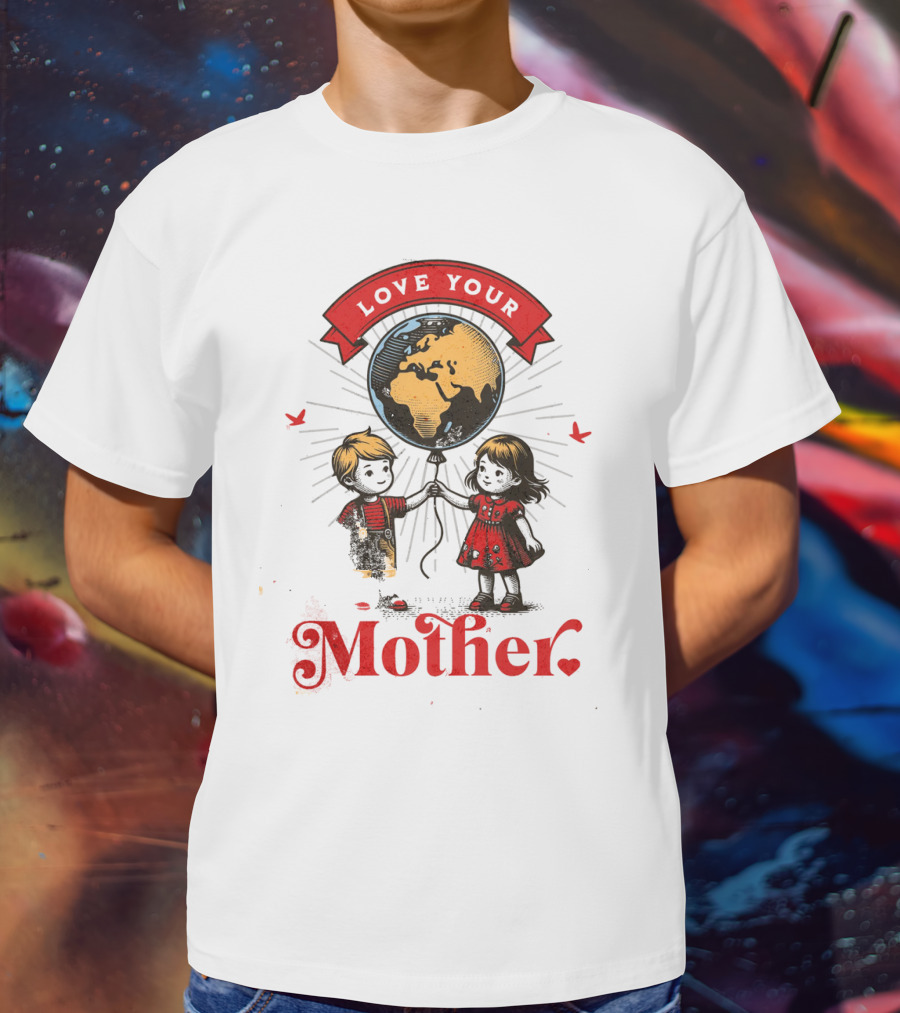 Love Your Mother Children With Planet Earth Earth Day Vintage T-Shirt