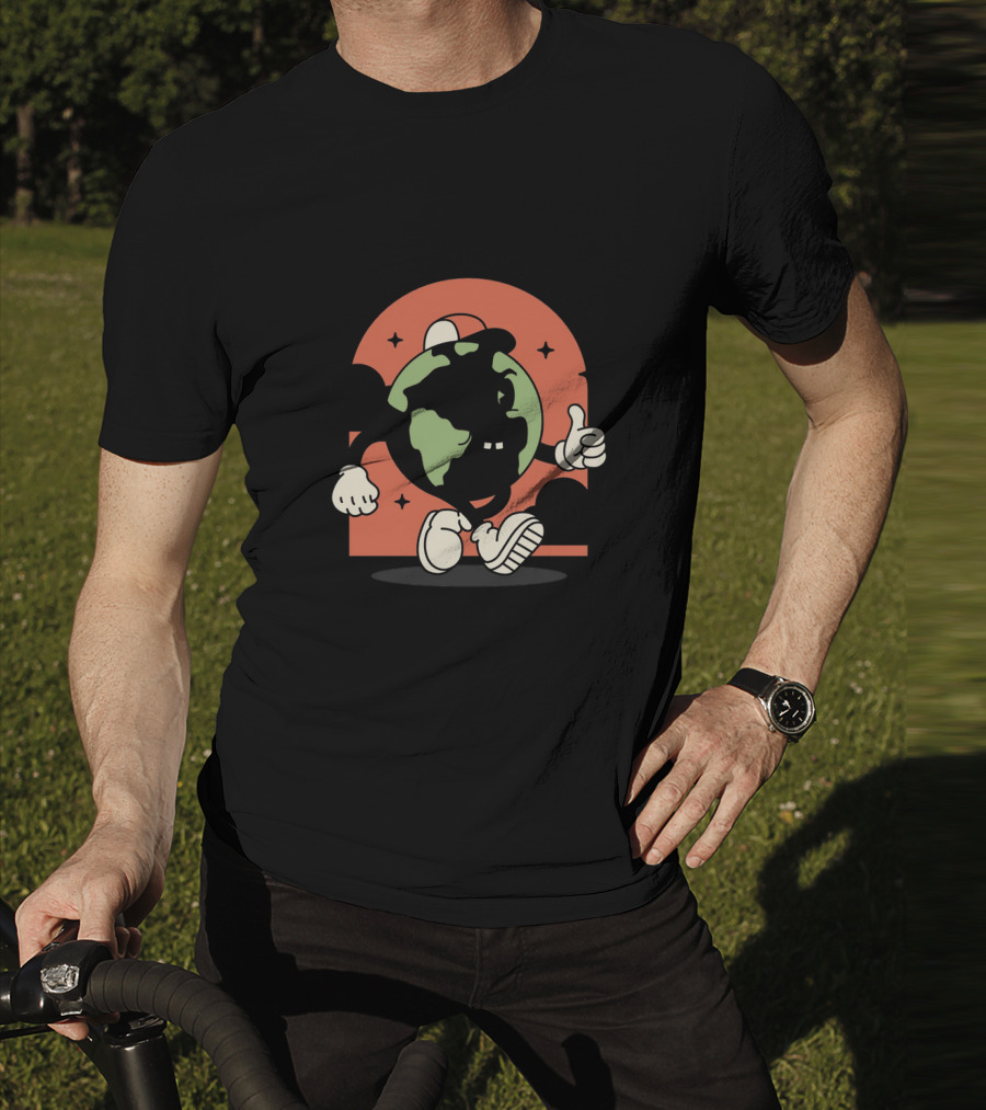 Good Morning World Smiling Earth Character Thumbs Up Classic T-Shirt