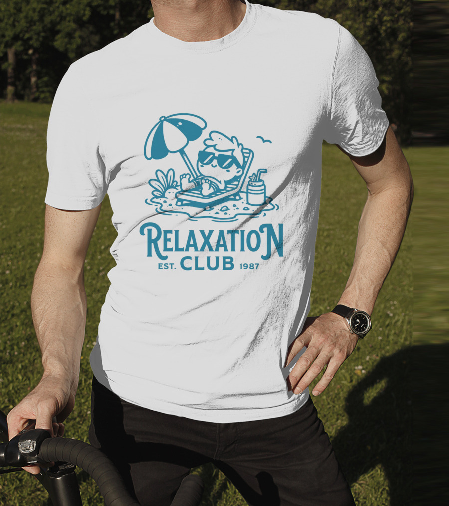 Relaxation Club Est. 1987 Sunglasses Lounge Chair Umbrella Drink T-Shirt