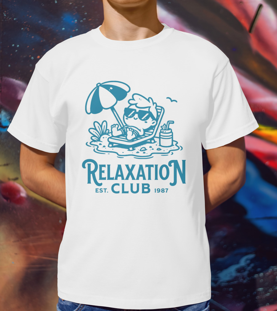 Relaxation Club Est. 1987 Sunglasses Lounge Chair Umbrella Drink T-Shirt