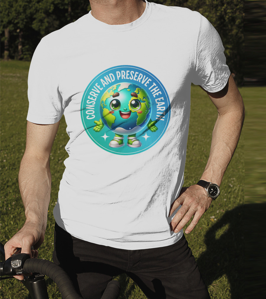 Conserve And Preserve The Earth Retro Earth Day Celebration Mascot T-Shirt