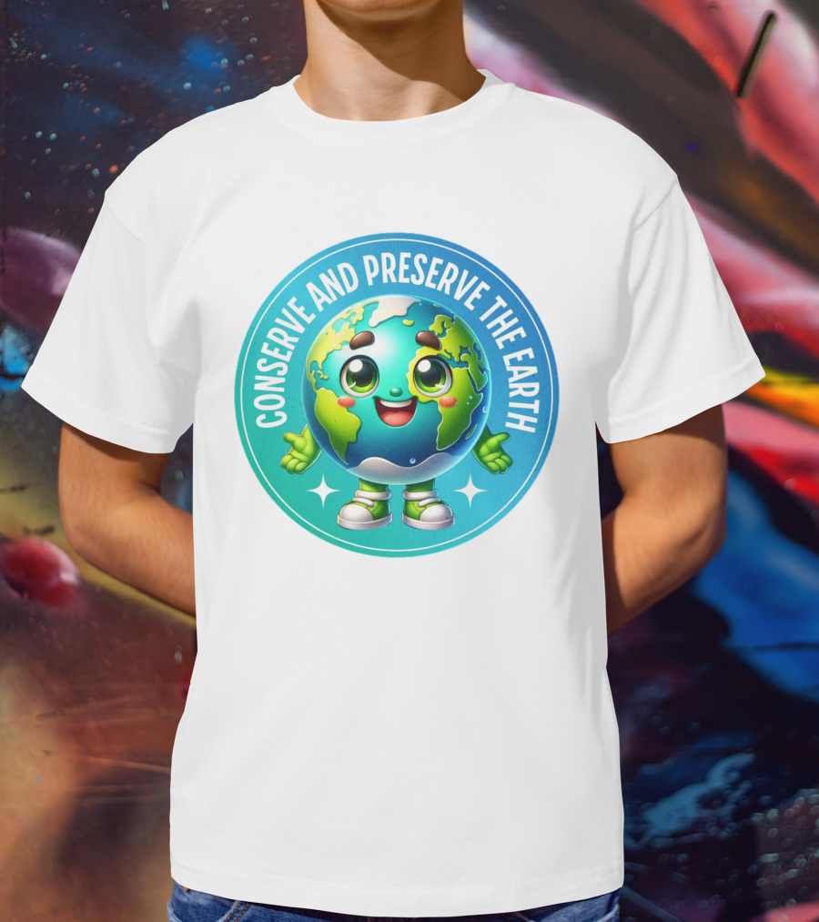 Conserve And Preserve The Earth Retro Earth Day Celebration Mascot T-Shirt