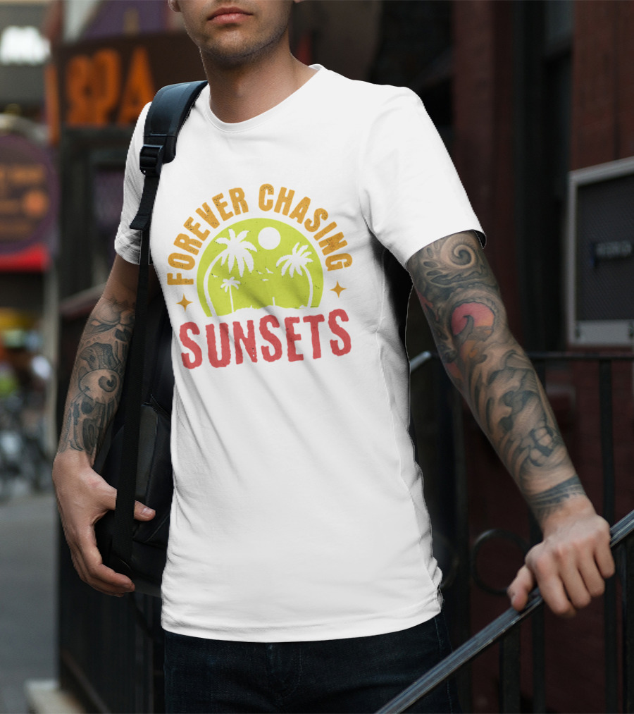 Forever Chasing Sunsets Retro Vintage Summer Vacation T-Shirt