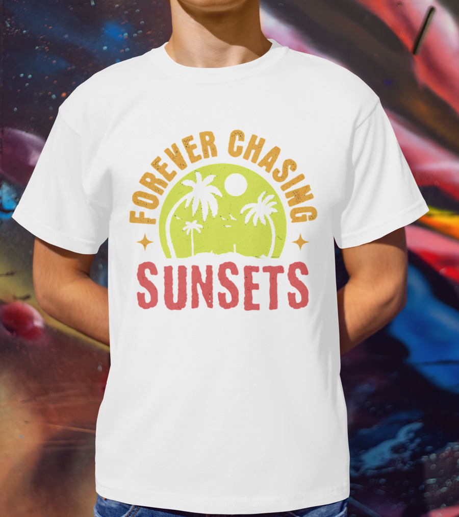Forever Chasing Sunsets Retro Vintage Summer Vacation T-Shirt