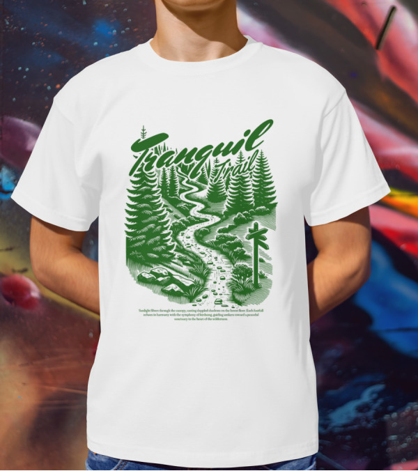Tranquil Trail Scenic Forest Pathway Journey T-Shirt