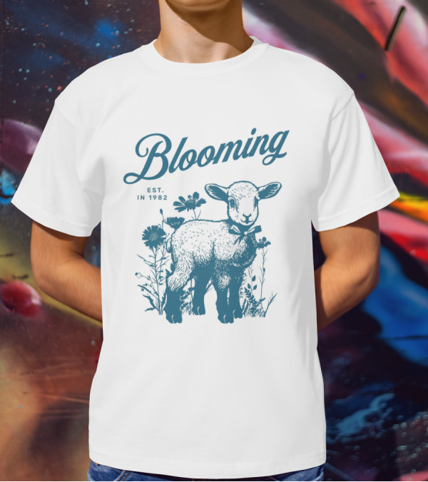 Blooming Vintage Style Est. In 1982 Lamb And Flowers T-Shirt
