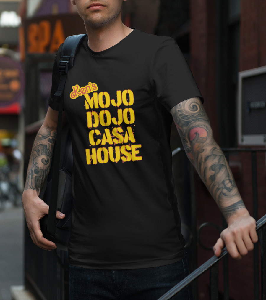 Ken's Mojo Dojo Casa House Yellow Grunge Text T-Shirt