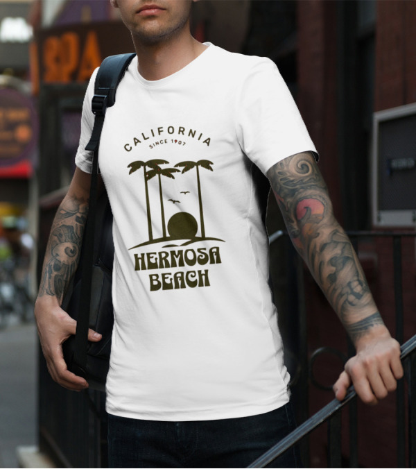 Hermosa Beach California Since 1907 Palm Trees Sunset T-Shirt