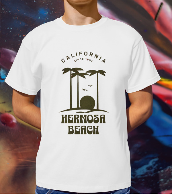 Hermosa Beach California Since 1907 Palm Trees Sunset T-Shirt