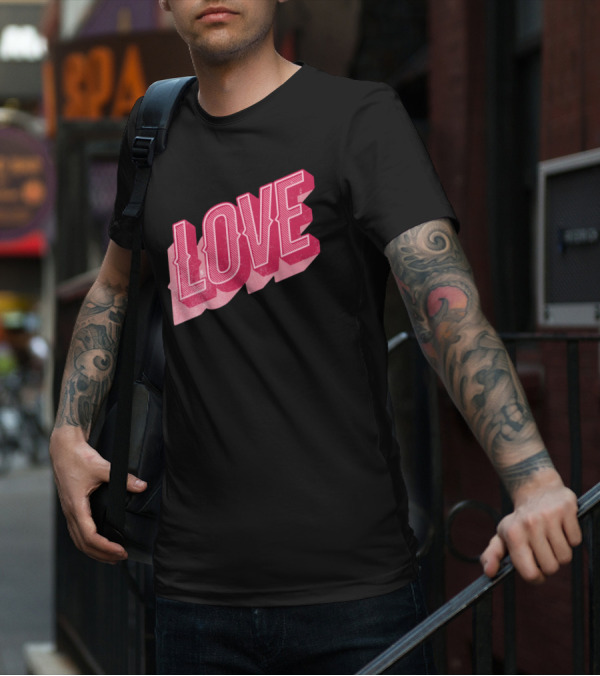 Retro Love Lettering Typography Valentines Day T-Shirt