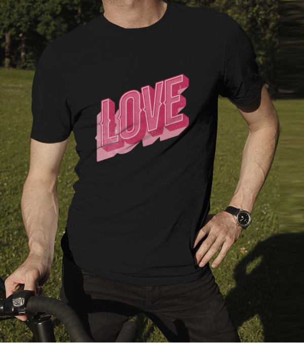 Retro Love Lettering Typography Valentines Day T-Shirt