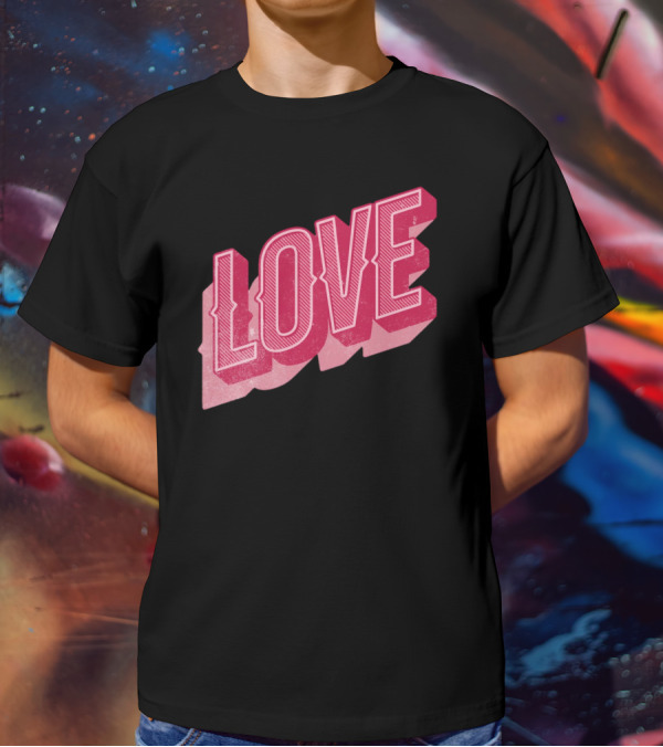 Retro Love Lettering Typography Valentines Day T-Shirt