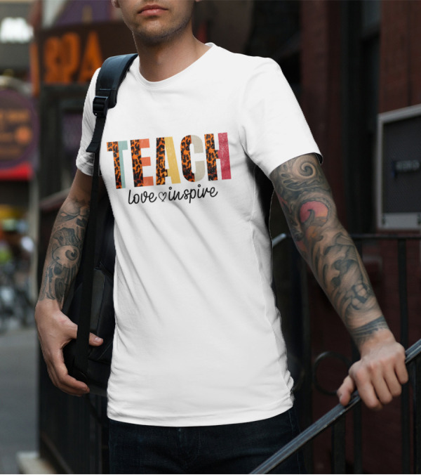 TEACH Leopard Love Inspire T-Shirt