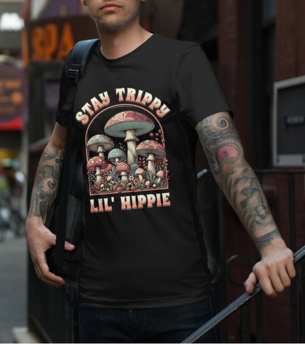 Stay Trippy Lil' Hippie Boho Groovy Mushroom T-Shirt