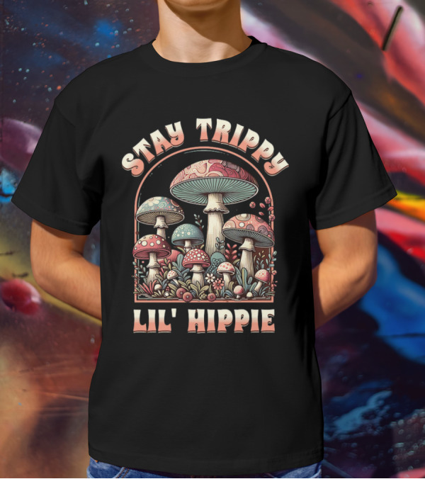 Stay Trippy Lil' Hippie Boho Groovy Mushroom T-Shirt