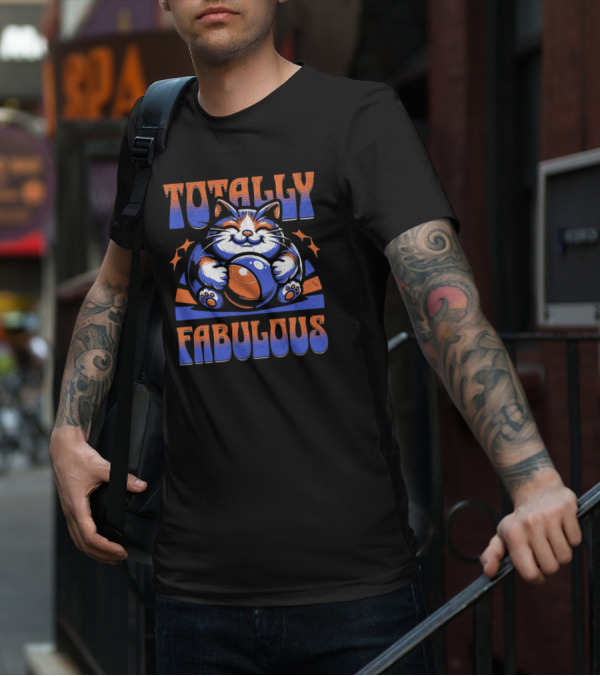 Totally Fabulous Cat With Beach Ball And Stars T-Shirt