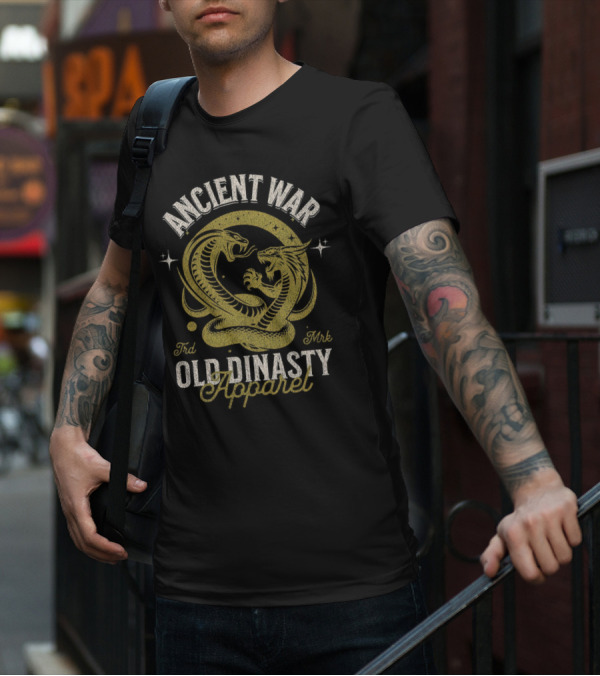 Ancient War Old Dinasty Apparel Dragon And Snake Fighting T-Shirt