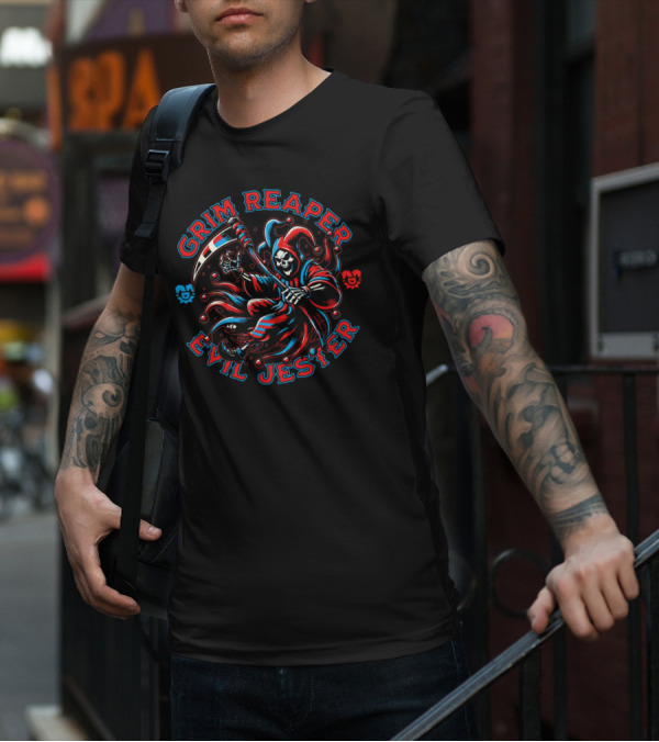 Grim Reaper Evil Jester Horror Clown Death Circus T-Shirt