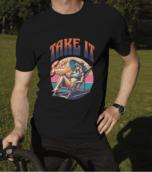 Take It Easy Summer Beach Retro Sunbathing Vibes T-Shirt