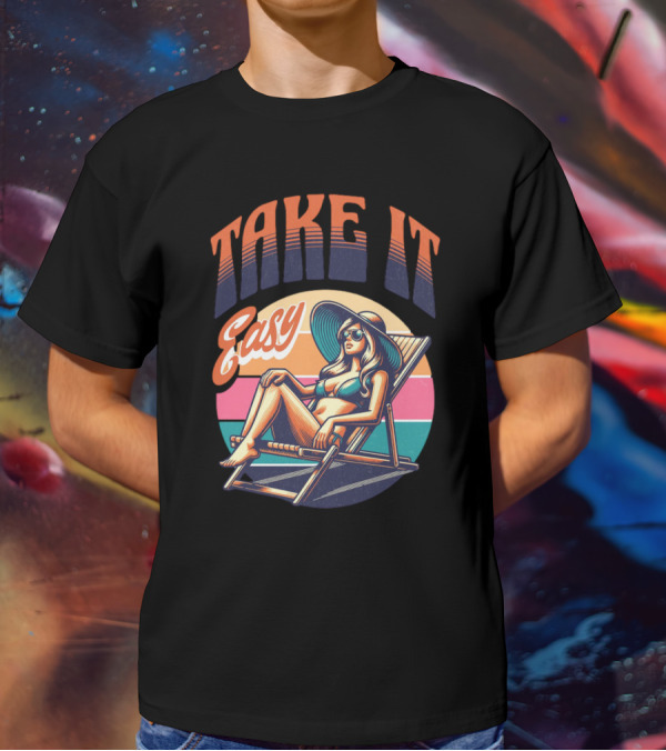 Take It Easy Summer Beach Retro Sunbathing Vibes T-Shirt