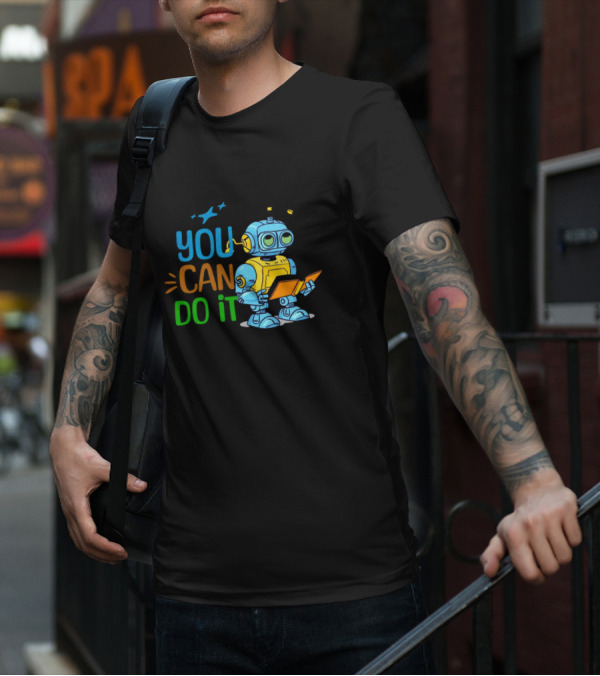 You Can Do It Robot Reading Motivation T-Shirt