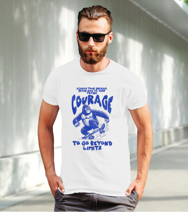Achieve Your Dreams Courage Skateboarding Gorilla To Go Beyond Limits T-Shirt