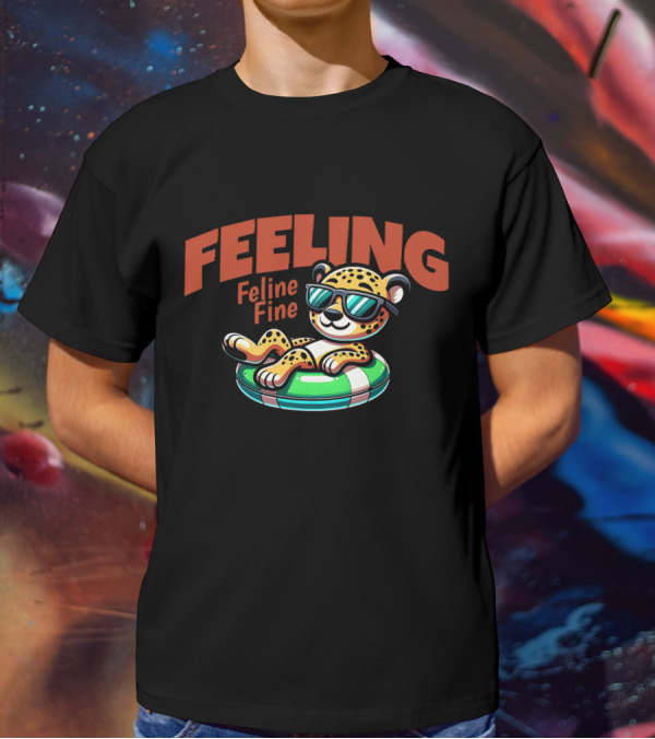 Feeling Feline Fine Leopard With Sunglasses On Pool Float T-Shirt